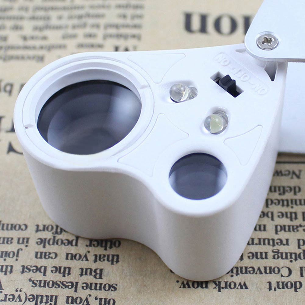 ส่งจากไทย! กล้องส่องพระไฟทางเดียว MAGNIFIER (สีขาว) สองเลนส์ 30X และ 60X มีไฟ LED สว่างใส ชัดเจน