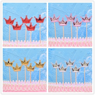 5PCS Crown Cake Topper Cupcake ตกแต่งสำหรับงานเลี้ยงวันเกิดสำหรับเด็ก