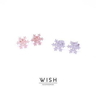 WISH014E - Snow Flake Earring ต่างหูรูปหิมะ ไม่ลอกไม่ดำไม่แพ้