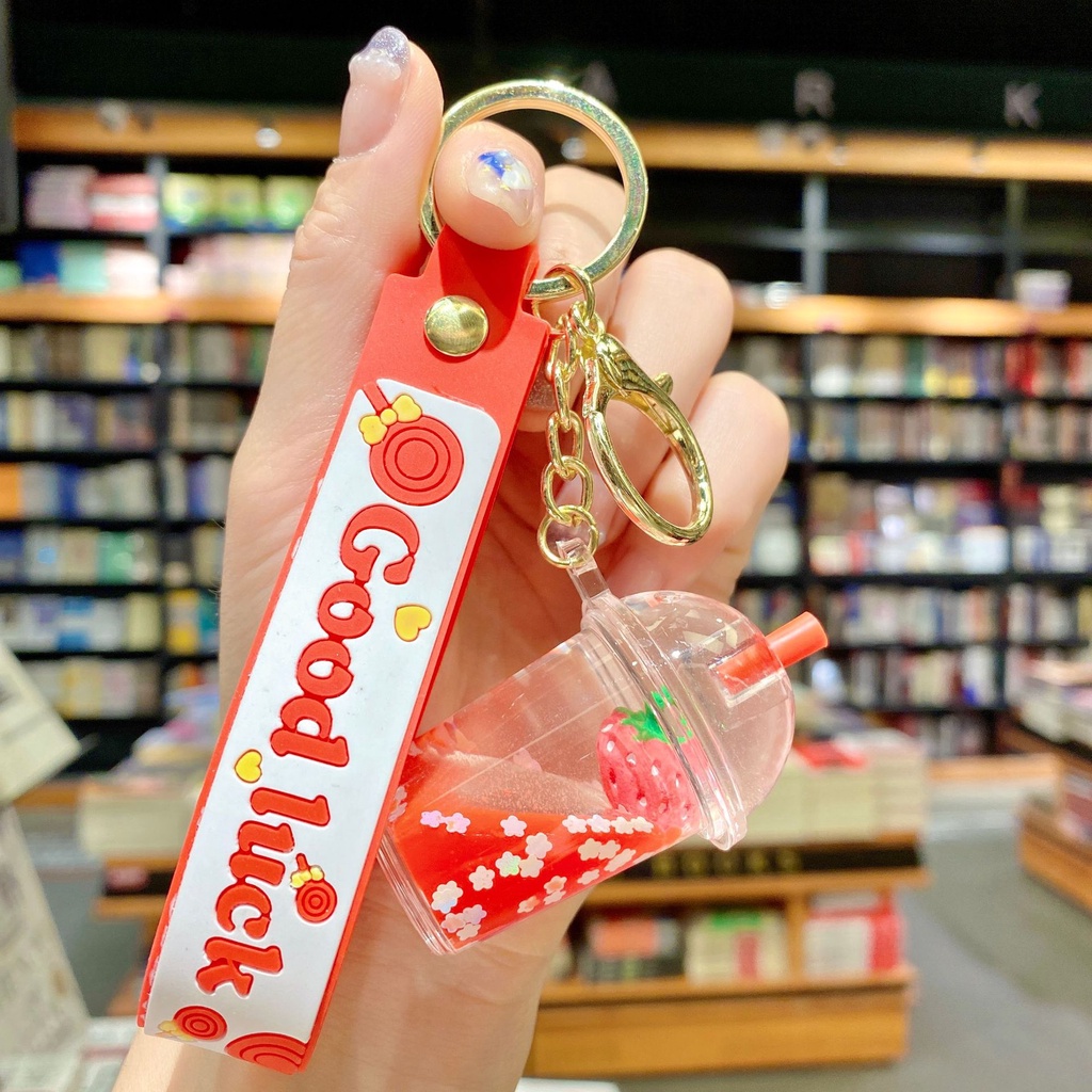 พวงกุญแจ จี้ขวดนม รูปสตรอเบอร์รี่ สับปะรด แบบสร้างสรรค์