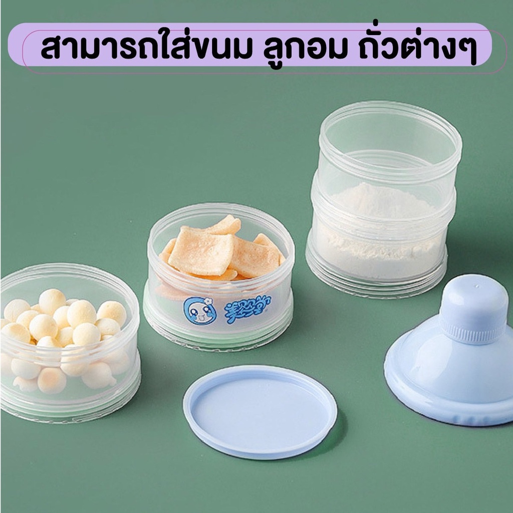 กระปุกแบ่งนมผง 4 ชั้น มีฝากรวยสำหรับเท สำหรับพกพา BPA FREE สามารถนึ่งฆ่าเชื้อได้ - รูปที่ 4
