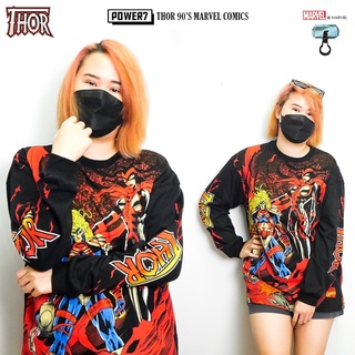 Power 7 Shop เสื้อยืด แขนยาว การ์ตูน ลาย THOR MARVEL เสื้อยืดลิขสิทธิ์  คอกลม OVP (2021-290)