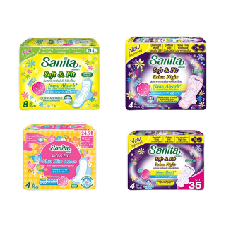 [Best Seller ขายดี] Sanita Soft&Fit / แซนนิต้า ผ้าอนามัย ซอฟท์ แอนด์ ฟิต ผิวสัมผัสนุ่ม (แบบกลางวัน - แบบกลางคืน)