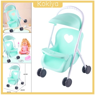 [Kokiya] ของเล่นเด็กตุ๊กตาพลาสติกรถเข็นเด็กแบบพับง่ายสีม่วง