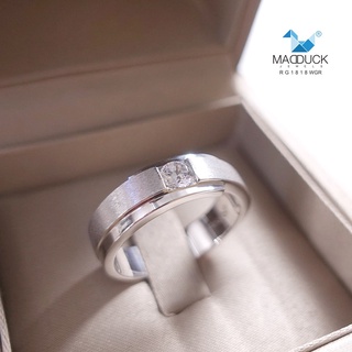 Madduckjewels แหวนเงินแท้ เพชร CZ ชุบโรเดียม RG1818WGR