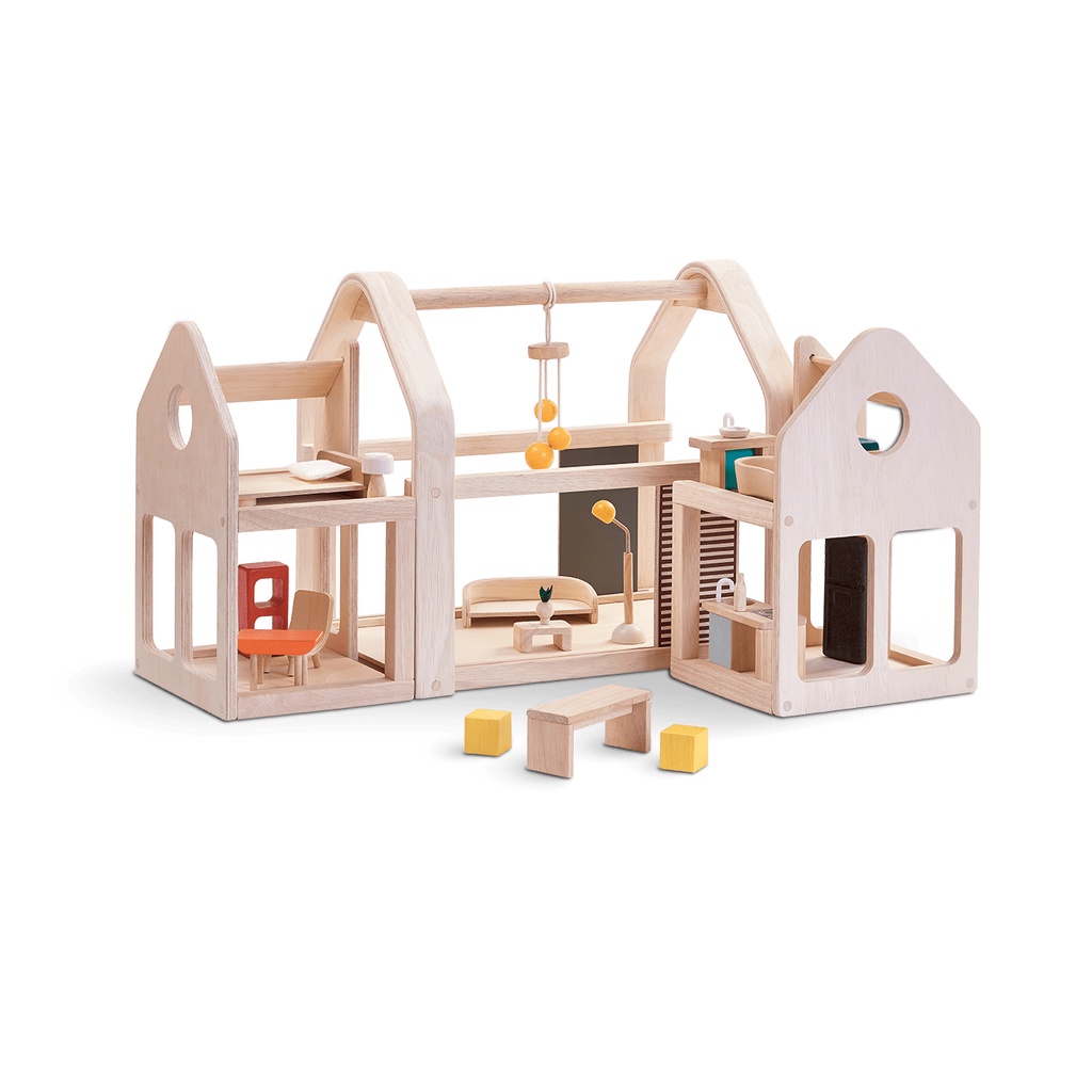 PlanToys ของเล่นไม้ 7611 Slide N Go Dollhouse บ้านตุ๊กตาพกพา เสริมพัฒนาการ สำหรับเด็กอายุ 3 ปี ขึ้นไ