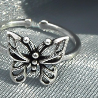 แหวนเงินผีเสื้อ butterfly decor cuff ring