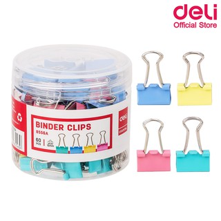 Deli 8556A Paper Cilps คลิปหนีบกระดาษ สีแฟนซี บรรจุ 60 ชิ้น/กระปุก คลิป คลิปหนีบกระดาษ เครื่องเขียน อุปกรณ์สำนักงาน