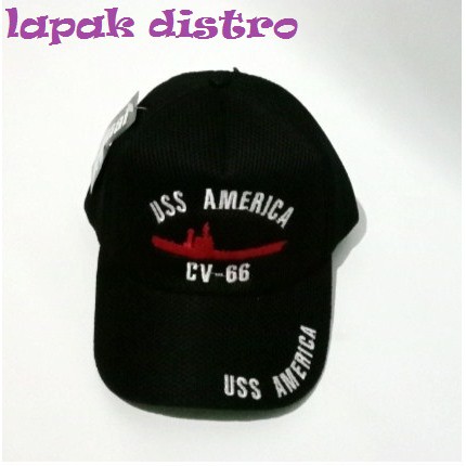 หมวกผู้ชายโลโก้ USS America สีดํา
