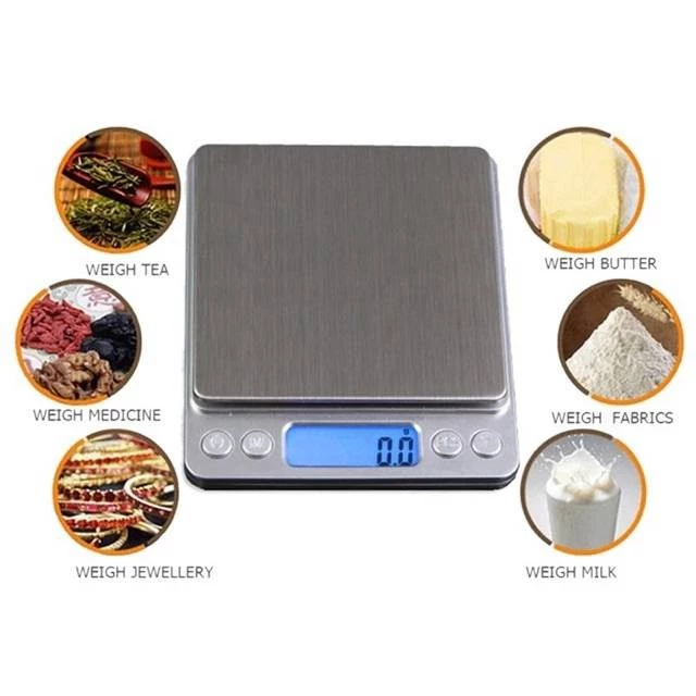 KIN เครื่องชั่งน้ำหนัก Digital scales  ดิจิตอล 2 กิโลกรัม ทศนิยม 1 จุด 0.1 (มีถ่านแถมให้) ดำ ที่ชั่งน้ำหนัก  เครื่องชั่ง