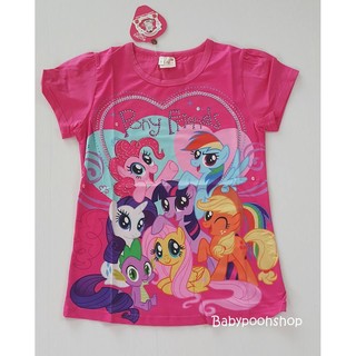 เสื้อยืดพิมพ์ลาย Pony Friends สีชมพูเข้ม