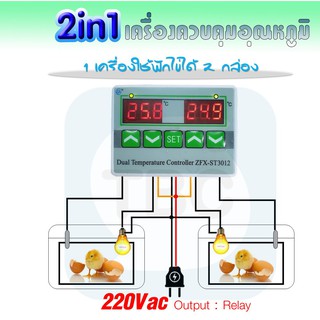 เครื่องควบคุมอุณหภูมิใช้ทำกล่องฟักไข่ กกลูกนก รุ่นพิเศษ 2 in 1 แยกการทำงานอิสระ ไฟบ้าน 220v ต่อง่าย มีตัวแทนในไทย