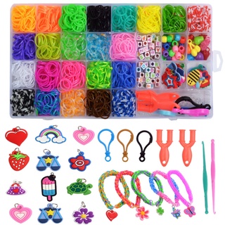 Uu ชุดสร้อยข้อมือยางสีรุ้งอเนกประสงค์ 1500 ชิ้นสําหรับเด็ก Diy