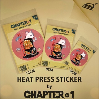 สติกเกอร์รีดร้อน ลาย แมวกิโมโน ขนาด 5 ,8 , 12 ซม. / Kimono Cat Heat Press Sticker 5, 8, 12 cms