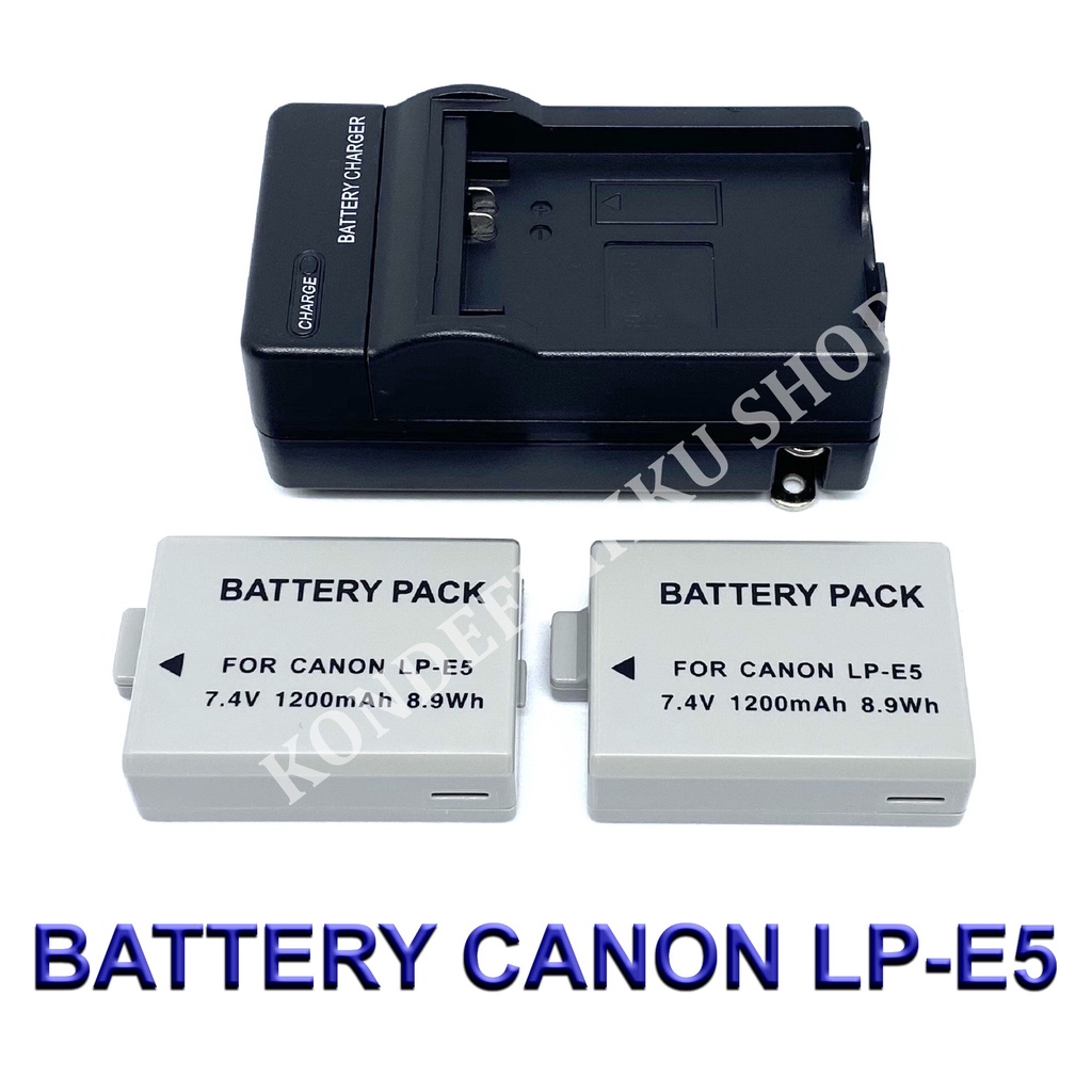 Batteria Sostitutiva Per Canon EOS 1000D, 450D, 500D, Kiss F, X2, X3, Rebel T1i – LP-E5 – 7.4V 1080mAh Li-ion (Grigia)