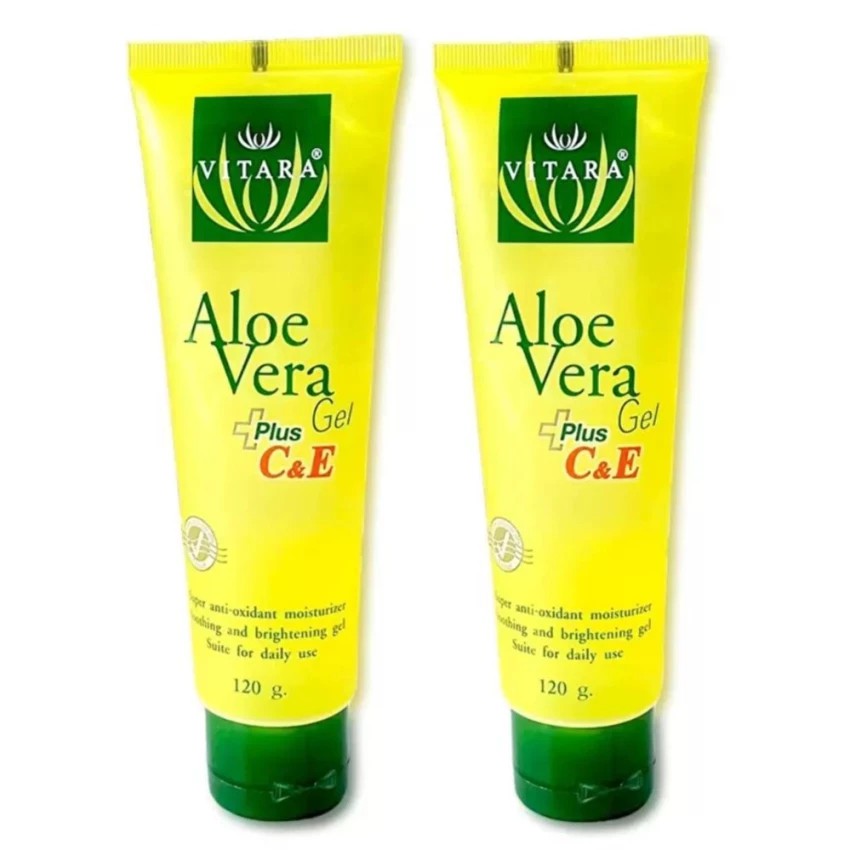 Vitara Aloevera Gel plus C&E เจลว่านหางจระเข้ผสมวิตามินซีและอี 120กรัม ( 2 หลอด)