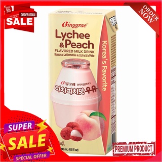 บิงเกร นมยูเอชทีรสลิ้นจี่ผสมพีช 200 มล.BINGGRAE LYCHEE PEACH FLAVOUR 200 ML.