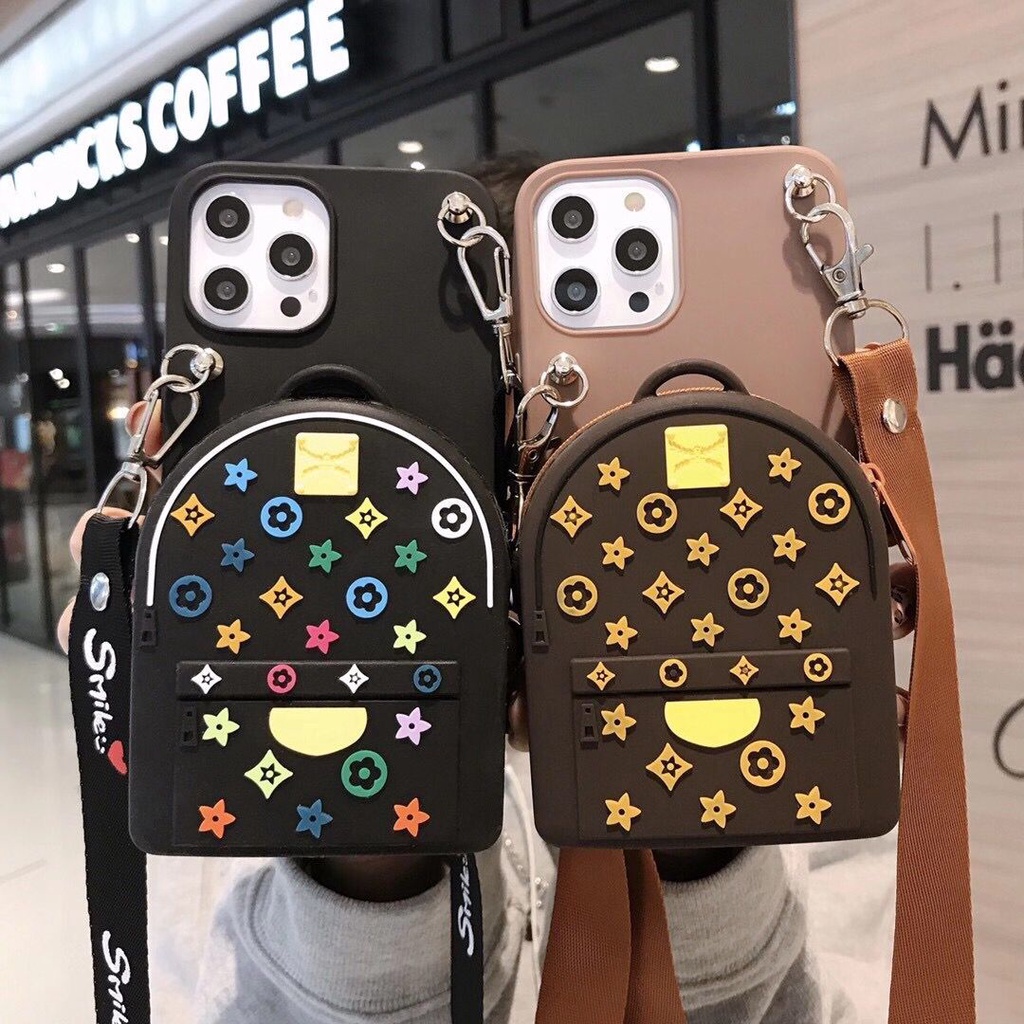 For Huawei P30 Lite Honor 20 Pro Nova 3i 4e 5T 7 7SE 8 8SE 7i Y6P Y7A Y9 Prime 2019 Luxury Backpack Coin Zipper Zero Wallet Bag Soft TPU Phone Case With Lanyard