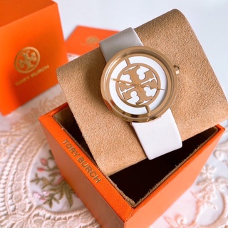 Tory Burch Womens The Reva Leather Watch, Gold/Ivory, One Size 35mm