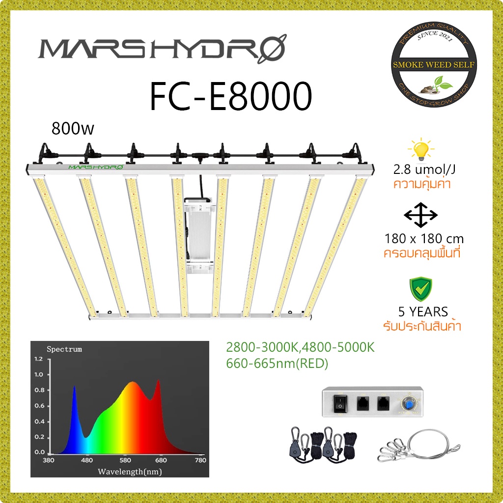 [ส่งฟรี] 2024 Mars hydro FC-E8000  ไฟปลูกต้นไม้ 800w (RED Full Spectrum) MarsHydro Grow Light ไฟปลูก