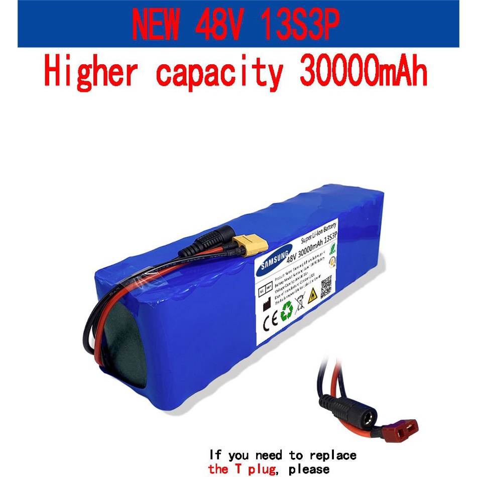 แบตเตอรี่จักรยานไฟฟ้า New 48v 30000mah 1000w 13s3p Xt60 18650 Lithium Ion Battery Pack 30ah For 0242