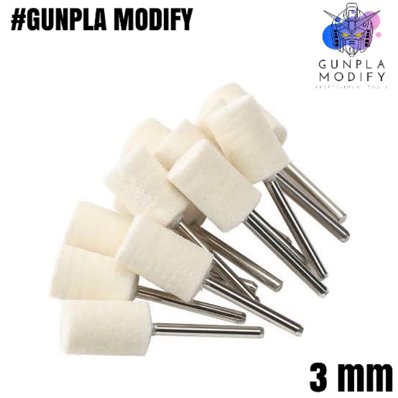 หัวขัดเงาขนแกะอย่างดี ทรงกระบอก ขนาด 8 mm แกน 3 mm สำหรับขัดเงางานพลาสติก ใช้กับเครื่องขัดชิ้นงาน