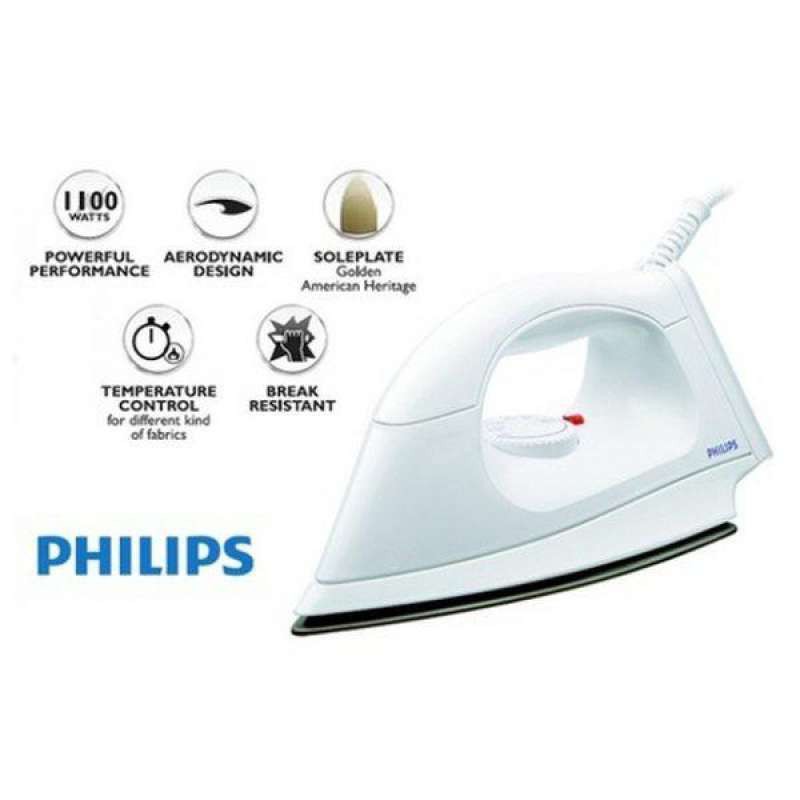 ขายดีเป็นเทน้ำเทท่า❐✢เตารีด Philips ฟิลิปส์ LightCare เตารีดแห้ง 1,000 วัตต์ รุ่น HI108 , 01 (สีขาว)