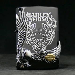 Zippo HDP-18 Harley Davidson - Eagle (Black-Silver) ของแท้ รับประกันตลอดชีวิต