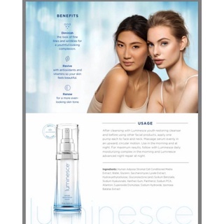 Luminesce ลูมิเนสส์Luminesce ลูมิเนสส์ เซรั่ม : เซรั่ม สูตรพิเศษจากเทคโนโลยีการค้นคว้า ปฏิบัติการทำงาน