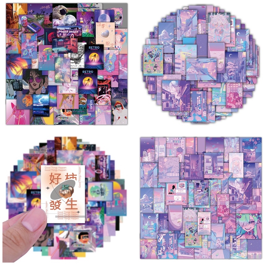 สติกเกอร์เลเซอร์ สีม่วง สําหรับติดตกแต่งหมวกกันน็อค โทรศัพท์มือถือ แล็ปท็อป 107 55 52 ชิ้น