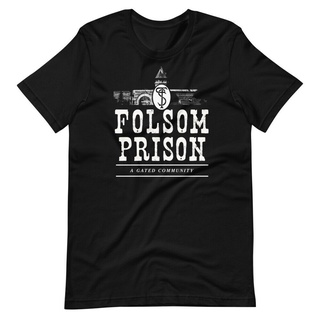 เสื้อยืดผ้าฝ้ายพิมพ์ลายขายดี เสื้อยืด พิมพ์ลาย Folsom Prison A Gated Community Johnny Cash ตลก สําหรับผู้ชาย