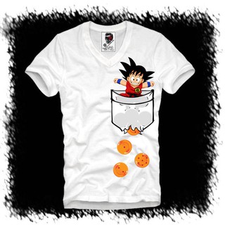 เสื้อยืด V Dragonball Son Goku Super Saiyan สำหรับผู้ชาย