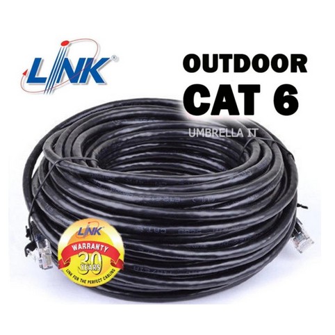 Link UTP Cable Cat6 Outdoor 50M สายแลน(ภายนอกอาคาร)สำเร็จรูปพร้อมใช้งาน ยาว 50 เมตร (Black)