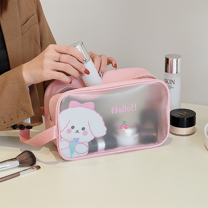 ERALIFE กระเป๋าเครื่องสำอาง PVC ลายการ์ตูน อเนกประสงค์ แบบพกพา