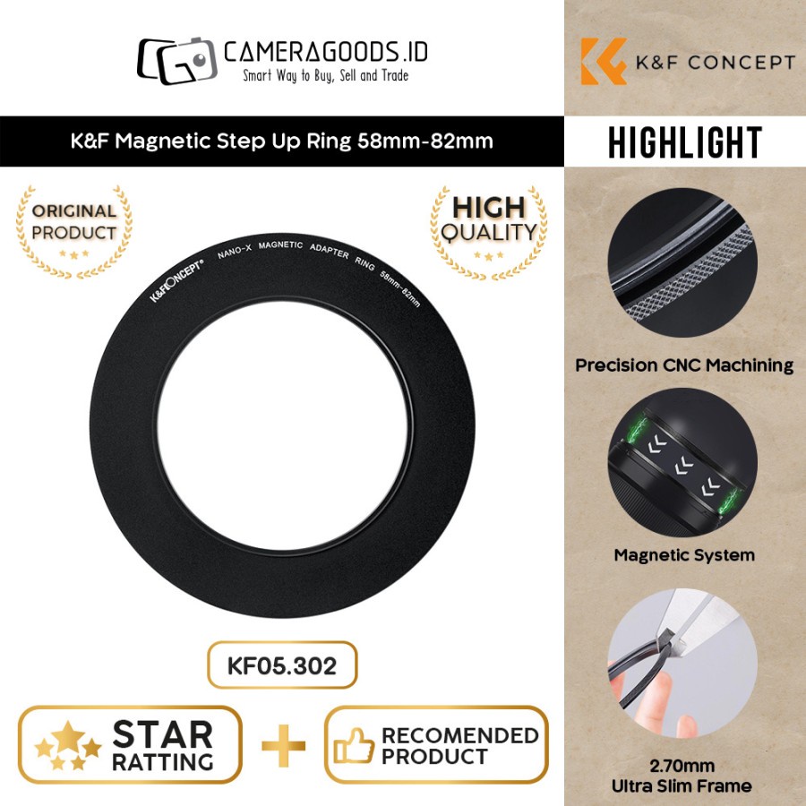 K&F Concept KNF Magnetic Step Up Ring 58-82 58mm - 82mm