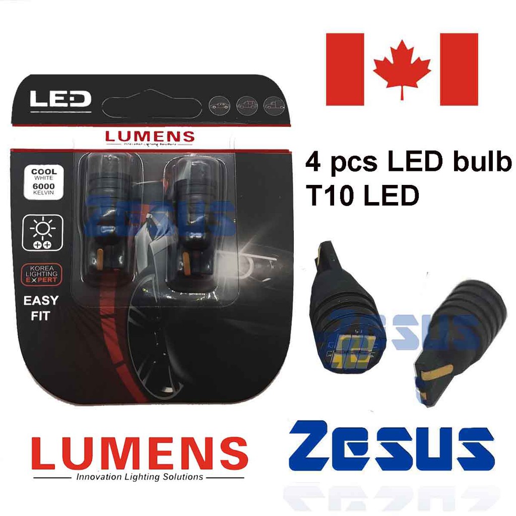 Lumens T10 6 ชิ้นหลอดไฟ LED 6000K สีขาว 194 W5W 24SMD 4014 ชิปเซ็ตหลอดไฟ LED เปลี่ยน