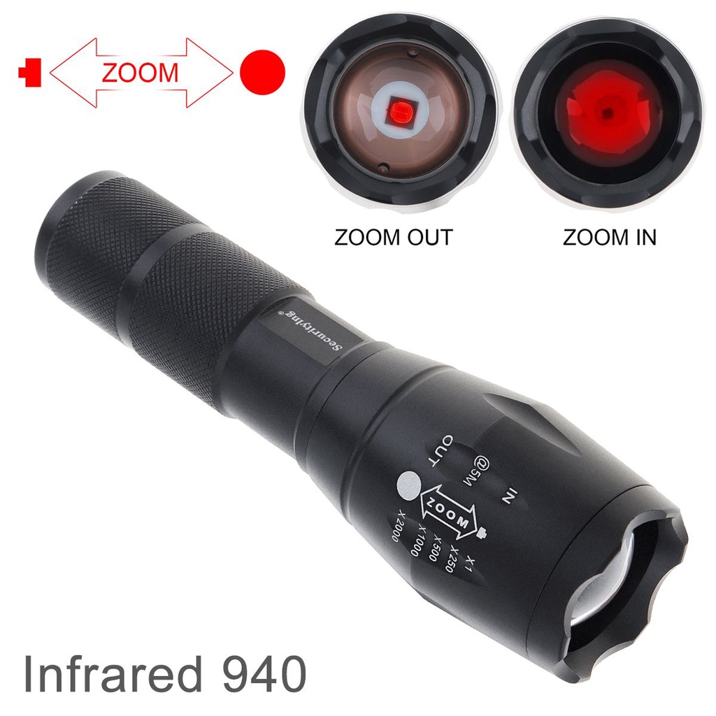 Securitying IR ไฟฉายล่าสัตว์ Zoomable 940nm LED อินฟราเรดรังสีไฟฉายกันน้ํา Night Vision โคมไฟ