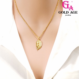 Ga เครื่องประดับแฟชั่น สร้อยคอชุบทอง 24k จี้รูปถั่วลิสง ใบไม้ สไตล์เกาหลี คลาสสิก สําหรับผู้หญิง