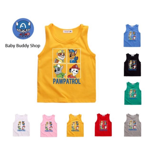 เสื้อกล้ามเด็กผู้ชาย Paw Patrol  พิมพ์การ์ตูน แขนกุด 8 สี ผ้าฝ้าย 100% ผ้านุ่มใส่สบาย อายุ 1-10 ปี