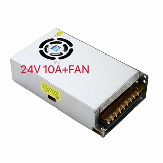 Switching Power Supply สวิตชิ่งเพาเวอร์ซัพพลาย 24V 10A+FAN 240W(สีเงิน)