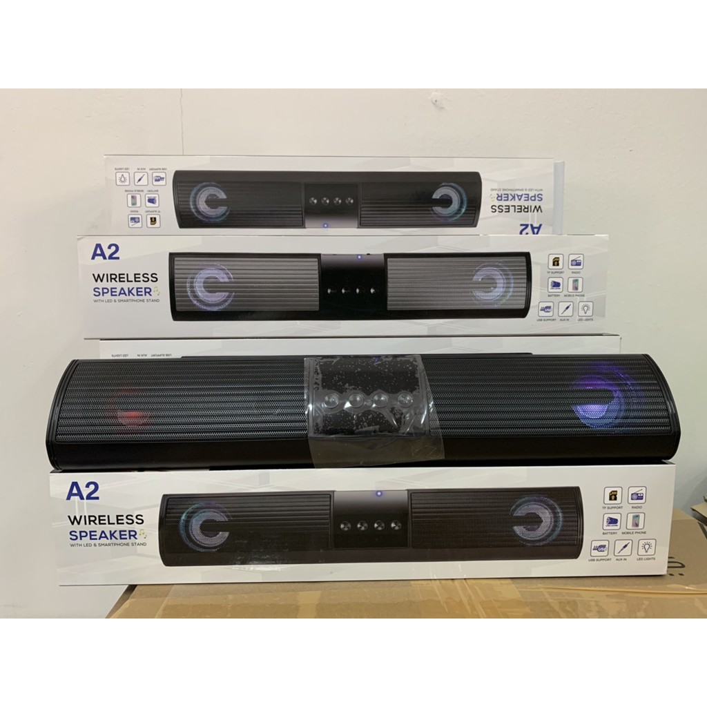 ลำโพงบลูทูธ ดีไซน์เรียบหรู รุ่น A-2 /Sounds bar /มีระบบไฟ LED วิบวับๆ (สามารถเชื่อมต่อพร้อมกัน 2ตัว 