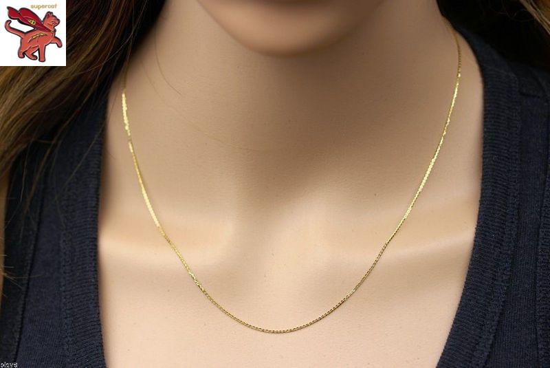 สร้อยคอทองคําสีเหลือง 18K สําหรับผู้หญิง Box Link Chain รูปที่ 3
