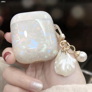 ✚℗♣Shell Dreamy White Pearl Protective Case for AirPods gen2 Airpodspro gen3 Headphones Scratch-Resistant Drop-Resistant