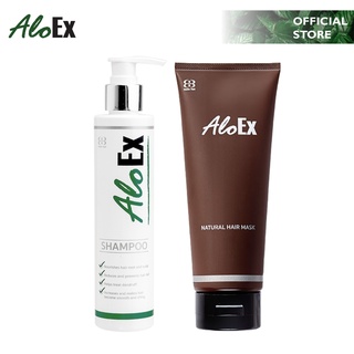 AloEx Original Shampoo + Natural Hair Mask เซตแชมพูและทรีตเมนต์บำรุงผม ลดผมร่วง