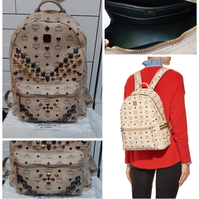 แท้ นัดรับได้ MCM stark studded backpack size M รุ่น Limited