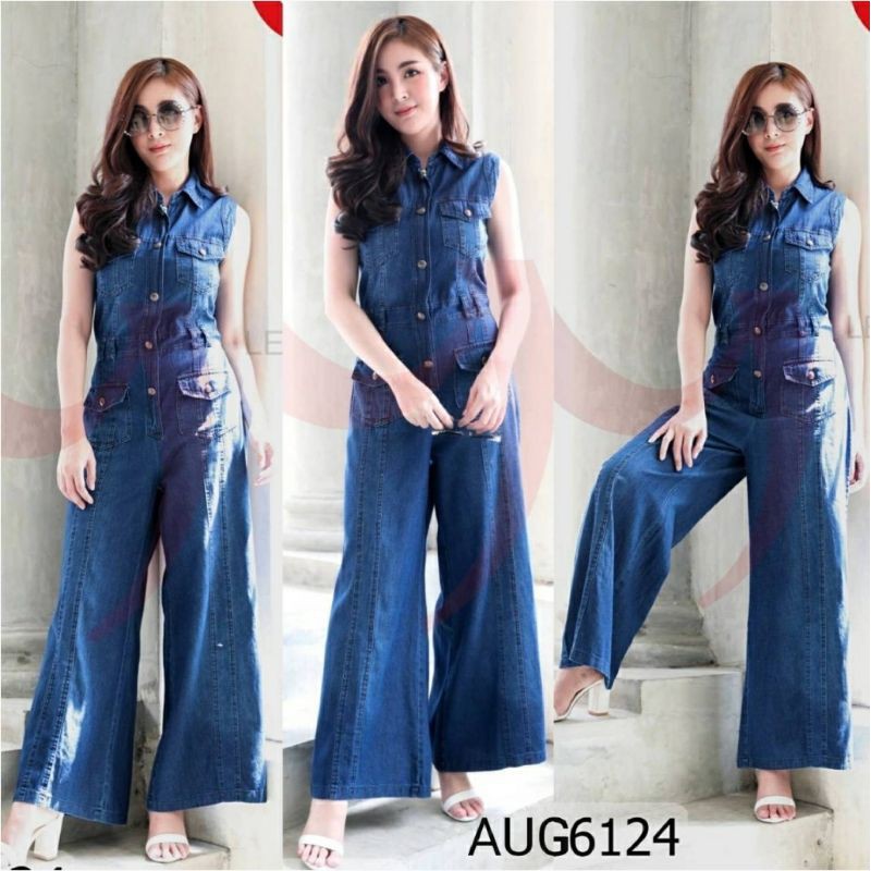 จั้มสูทยีนส์ยาว รหัส AUG6124