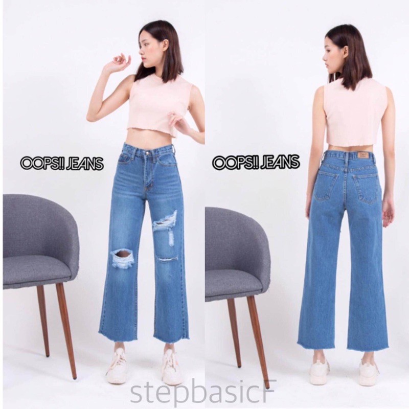 👖👖Oops❗️Jeans กางเกงยีนส์แฟชั่น เอวสูง สวยเก๋