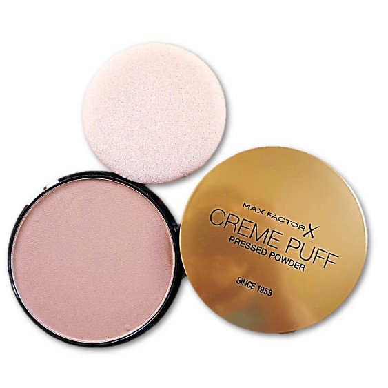 🔥10.10🛒แป้งพัฟเพิ่มออร่าสำหรับผู้ชายหน้าใส Max Factor X Creme Puff Pressed Powder 85 Light N GAY 21g