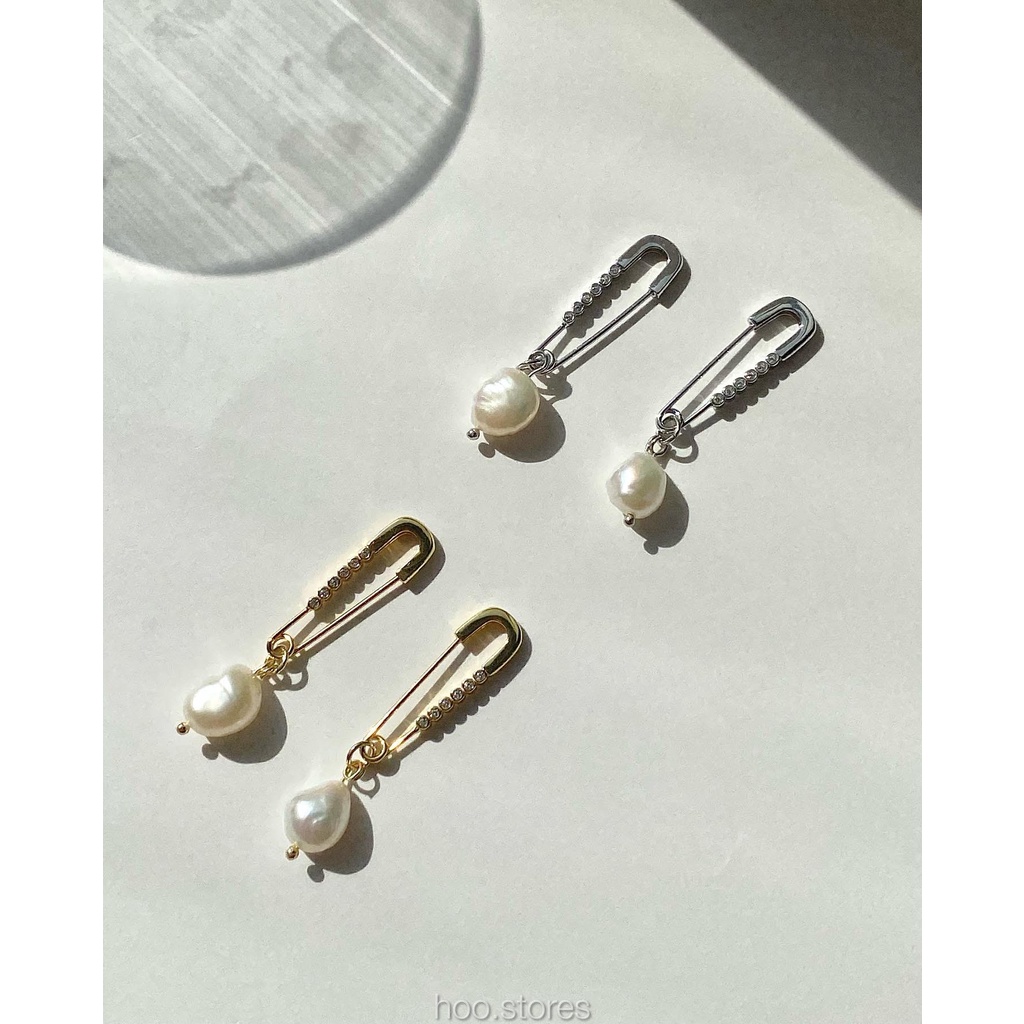 [all silver 925] hoo.stores Pearl Clip On Earring (Rhodium/ 18k gold plated) ต่างหูเงินแท้s925 ต่างหูเข็มกลัด ต่างหูมุก