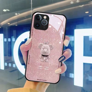 เคสไอโฟน 13 pro max เคสโทรศัพท์มือถือแบบแก้ว ลายการ์ตูนมงกุฎหมีน่ารัก รวมทุกอย่าง สําหรับ iPhone 13 12 11 Pro max